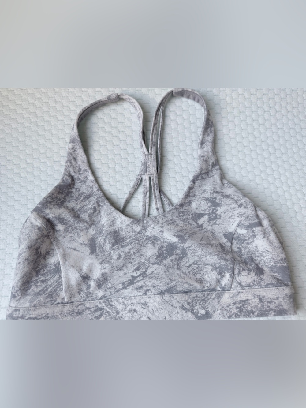 lululemon athletica Gray Marble-Print Strappy Sports Bra